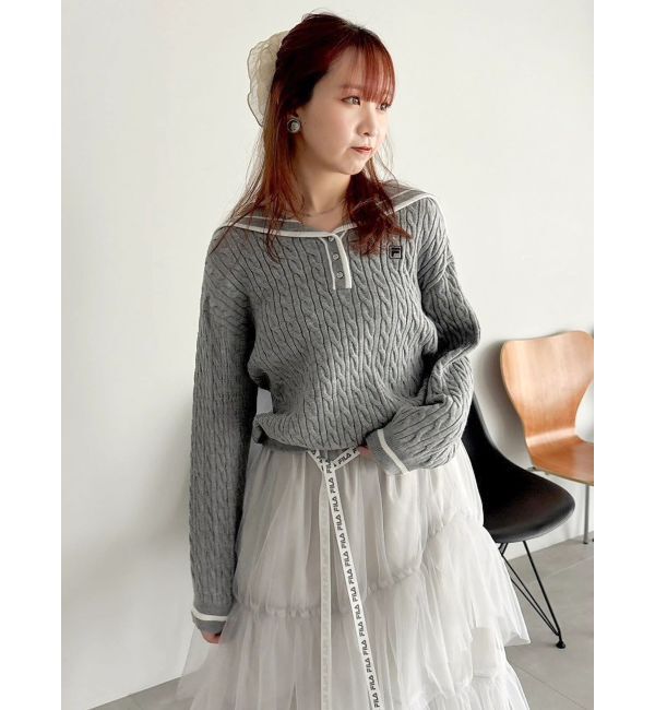 dazzlin「【FILA別注】セーラーカラーラインニットプルオーバー」|ニット・セーター|