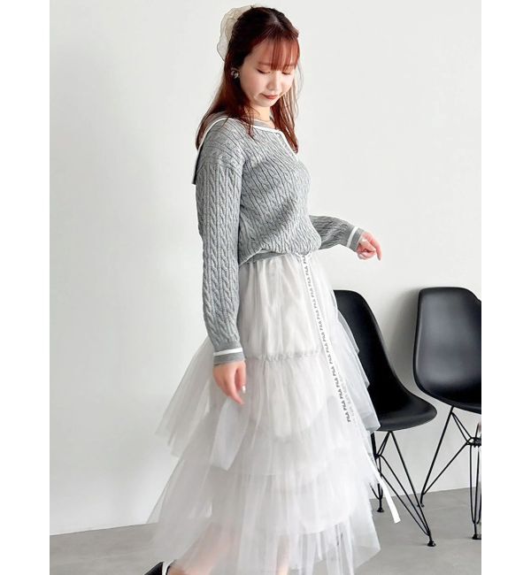 dazzlin「【FILA別注】セーラーカラーラインニットプルオーバー」|ニット・セーター|