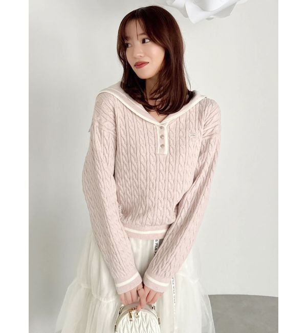 dazzlin「【FILA別注】セーラーカラーラインニットプルオーバー」|ニット・セーター|