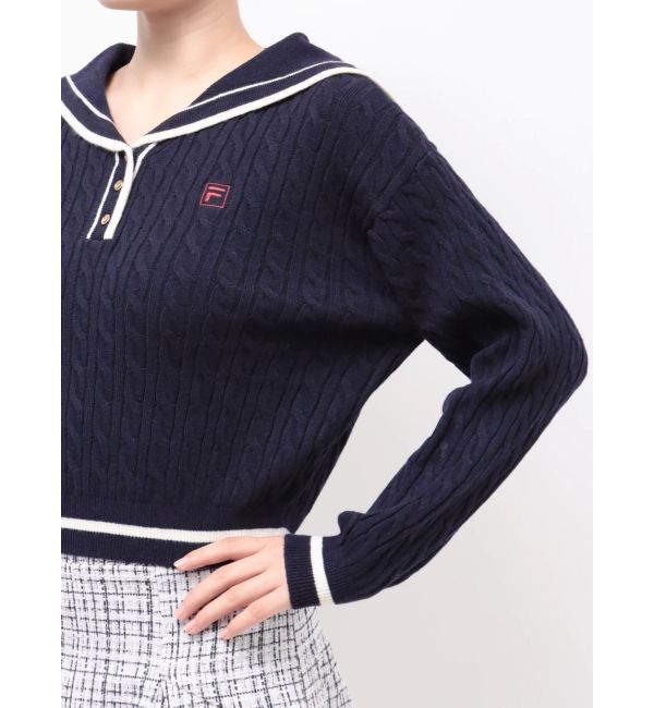dazzlin「【FILA別注】セーラーカラーラインニットプルオーバー」|ニット・セーター|