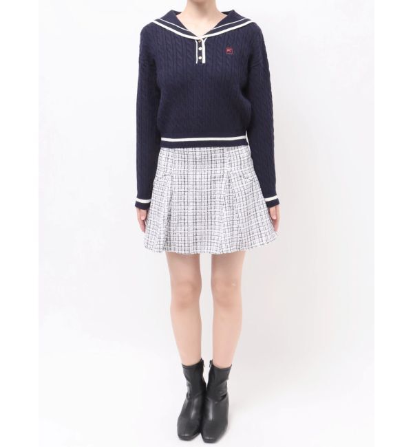 dazzlin「【FILA別注】セーラーカラーラインニットプルオーバー」|ニット・セーター|