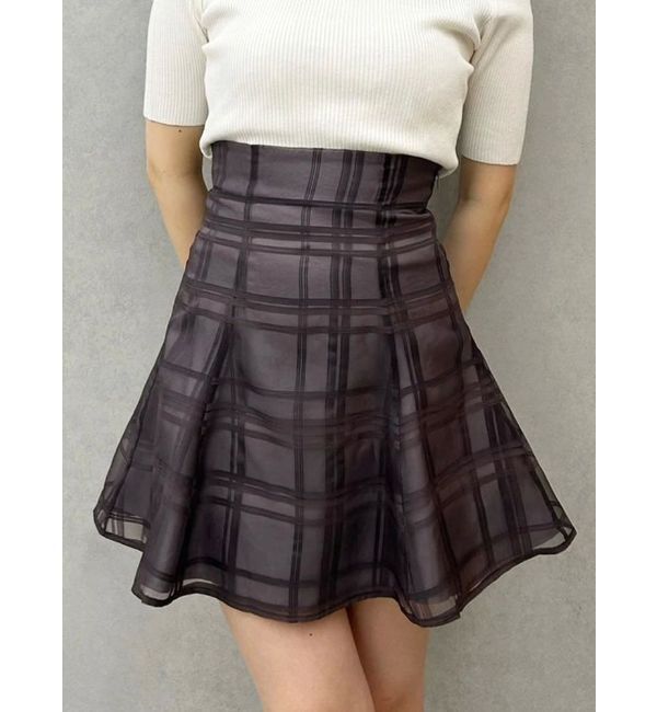 MERCURYDUO「シアーチェックバックレースアップミニスカパン」|その他|ブラック