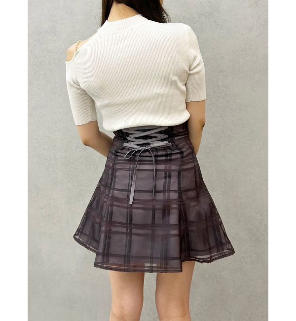 MERCURYDUO「シアーチェックバックレースアップミニスカパン」|その他|