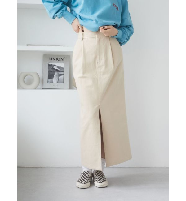 Ungrid「スリットタイトスカート」|スカート|ベージュ