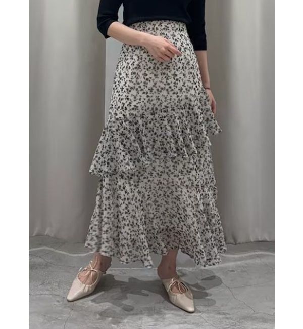 LAGUNAMOON「楊柳プリントアシンメトリーティアードスカート」|スカート|アイボリー