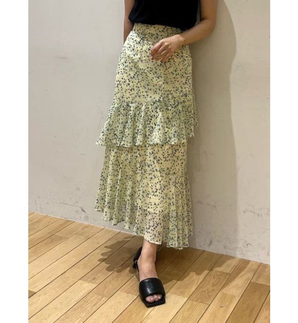 LAGUNAMOON「楊柳プリントアシンメトリーティアードスカート」|スカート|