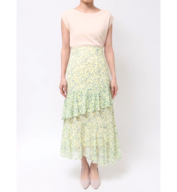 LAGUNAMOON「楊柳プリントアシンメトリーティアードスカート」|スカート|