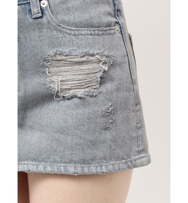 GYDA「ハイウエストダメージスカートライクデニムショートパンツ」|スカート|