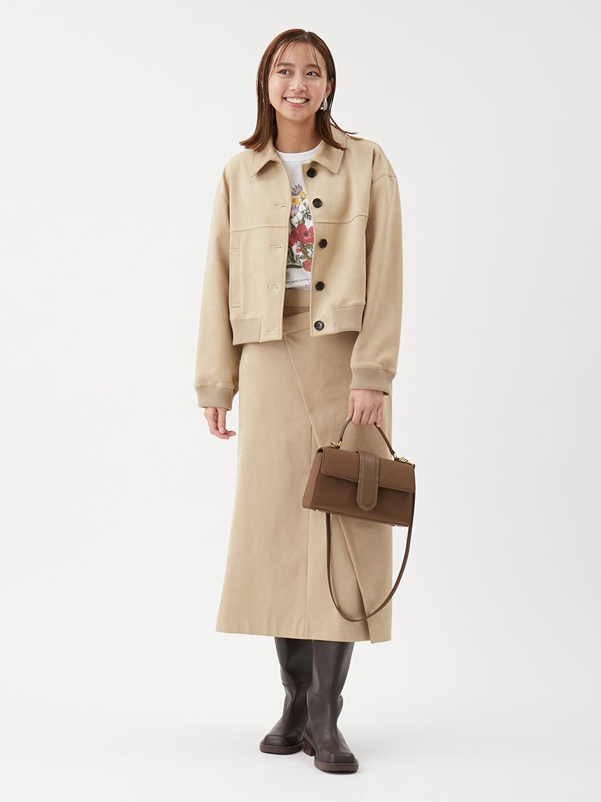 Mila Owen「【セットアップ対応】スウェードアシメストレートスカート」|スカート|