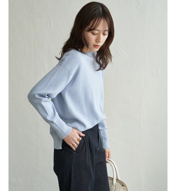 ikka「コットンMIXニットプルオーバー」|プルオーバー|サックスブルー