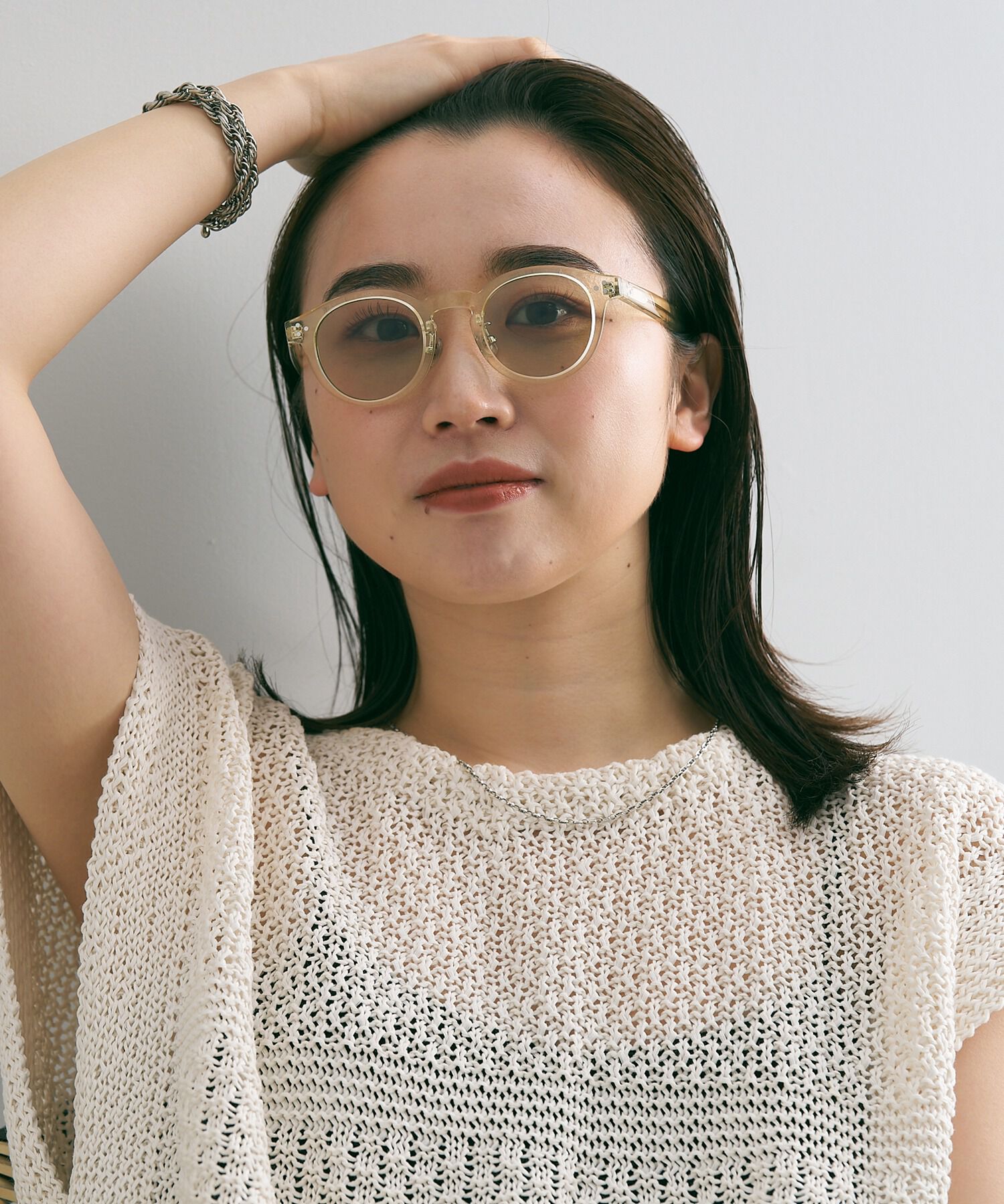  「【WEB限定】ボストン型 サングラス｜黒縁フレーム｜クリアフレーム｜紫外線対策」|サングラス|