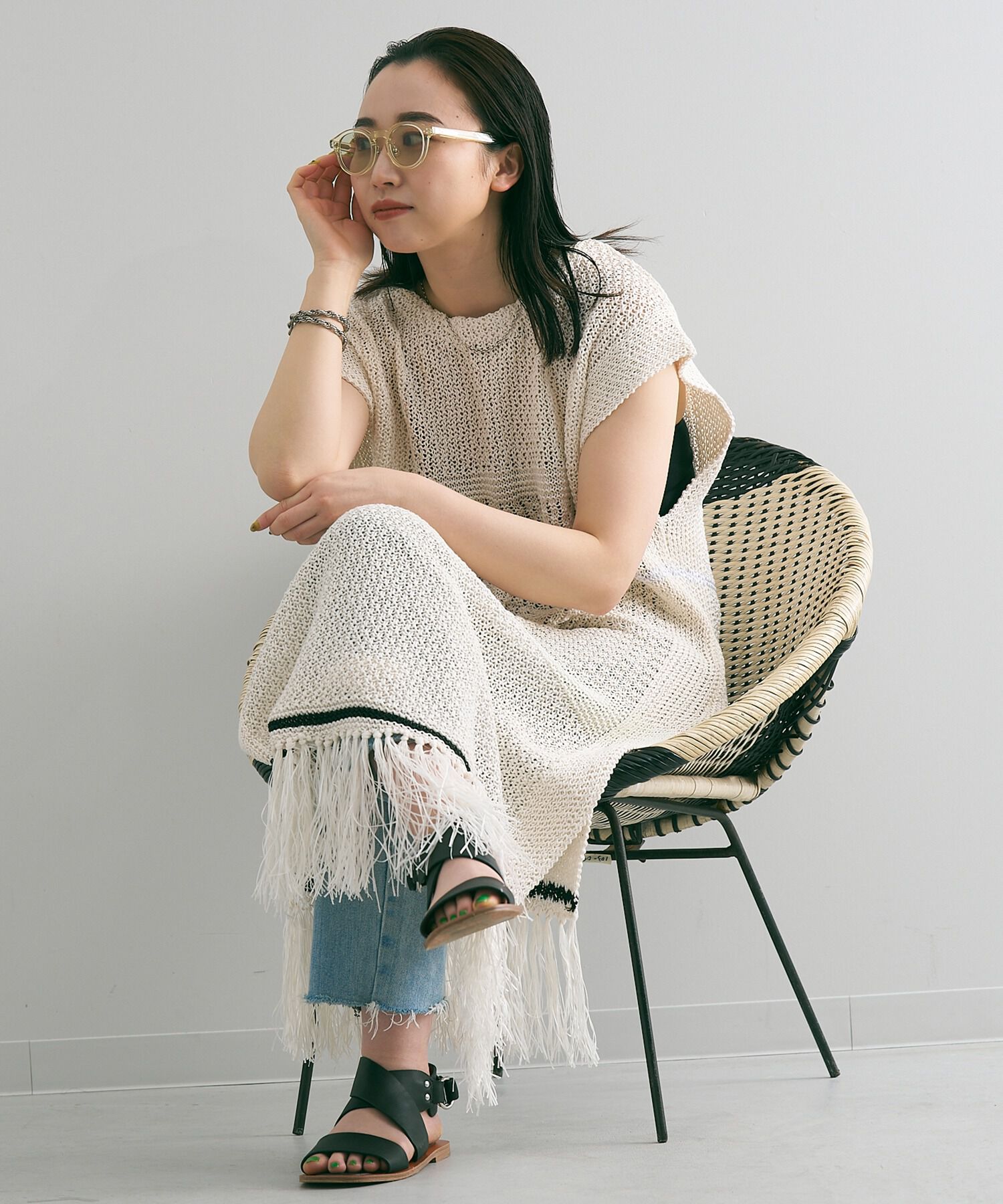  「【WEB限定】ボストン型 サングラス｜黒縁フレーム｜クリアフレーム｜紫外線対策」|サングラス|