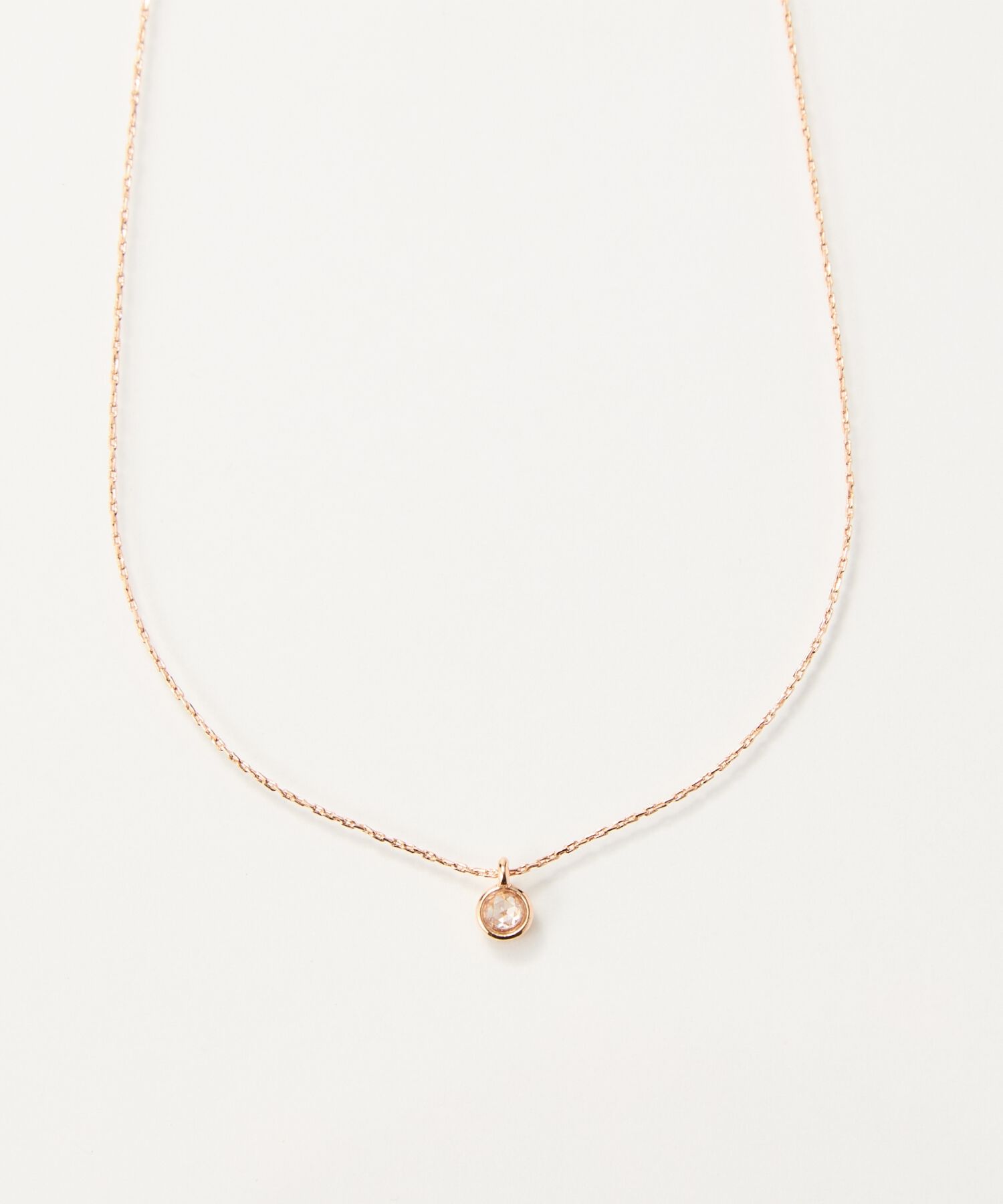 Phoebe「【金属アレルギー対応】プチベゼルストーンネックレス　シャンパンゴールド」|ネックレス|