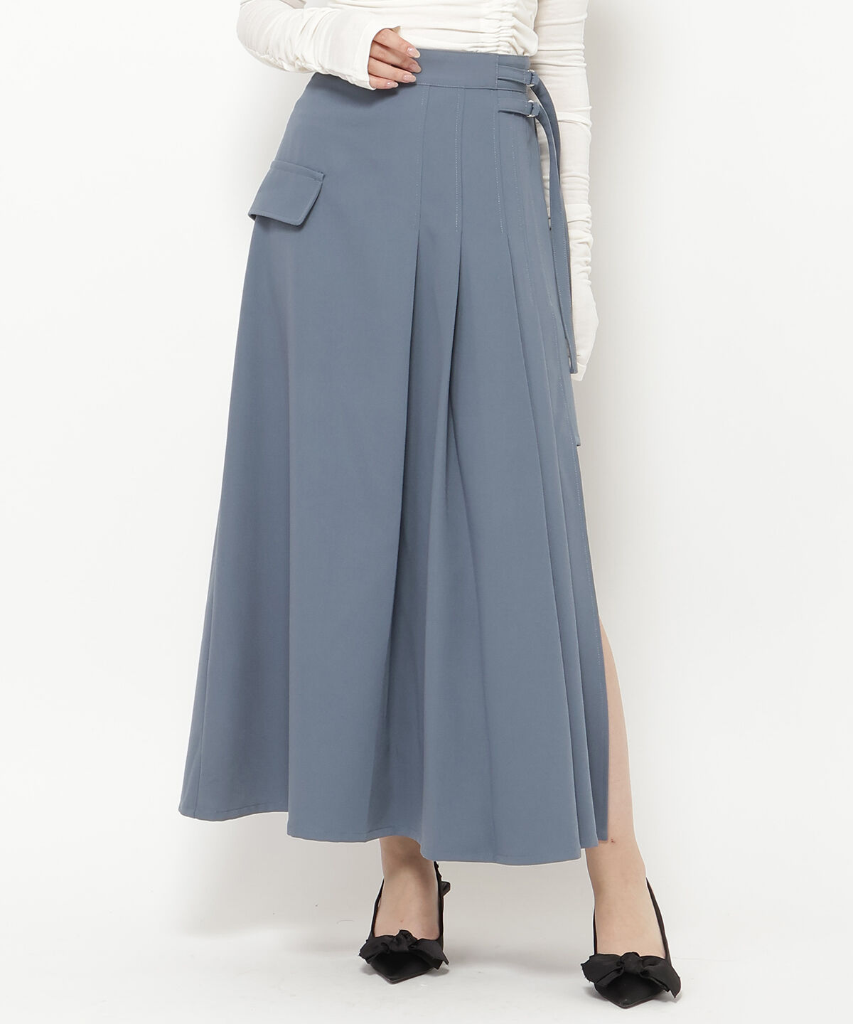 REDYAZEL「アシメソフトプリーツスカート」|フレア|