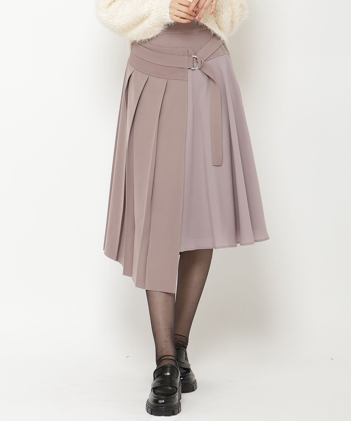 REDYAZEL「コンビネーションアシメプリーツスカート」|フレア|