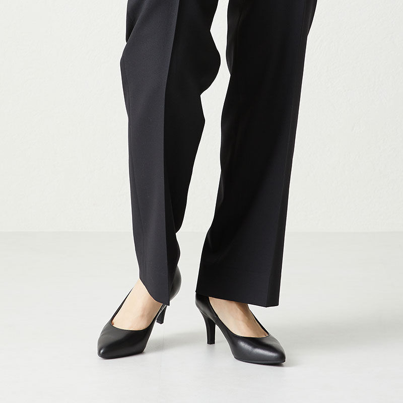 ORiental TRaffic「【本革/通勤/リクルート】ポインテッドヒールブラックパンプス/R-3101」|パンプス|