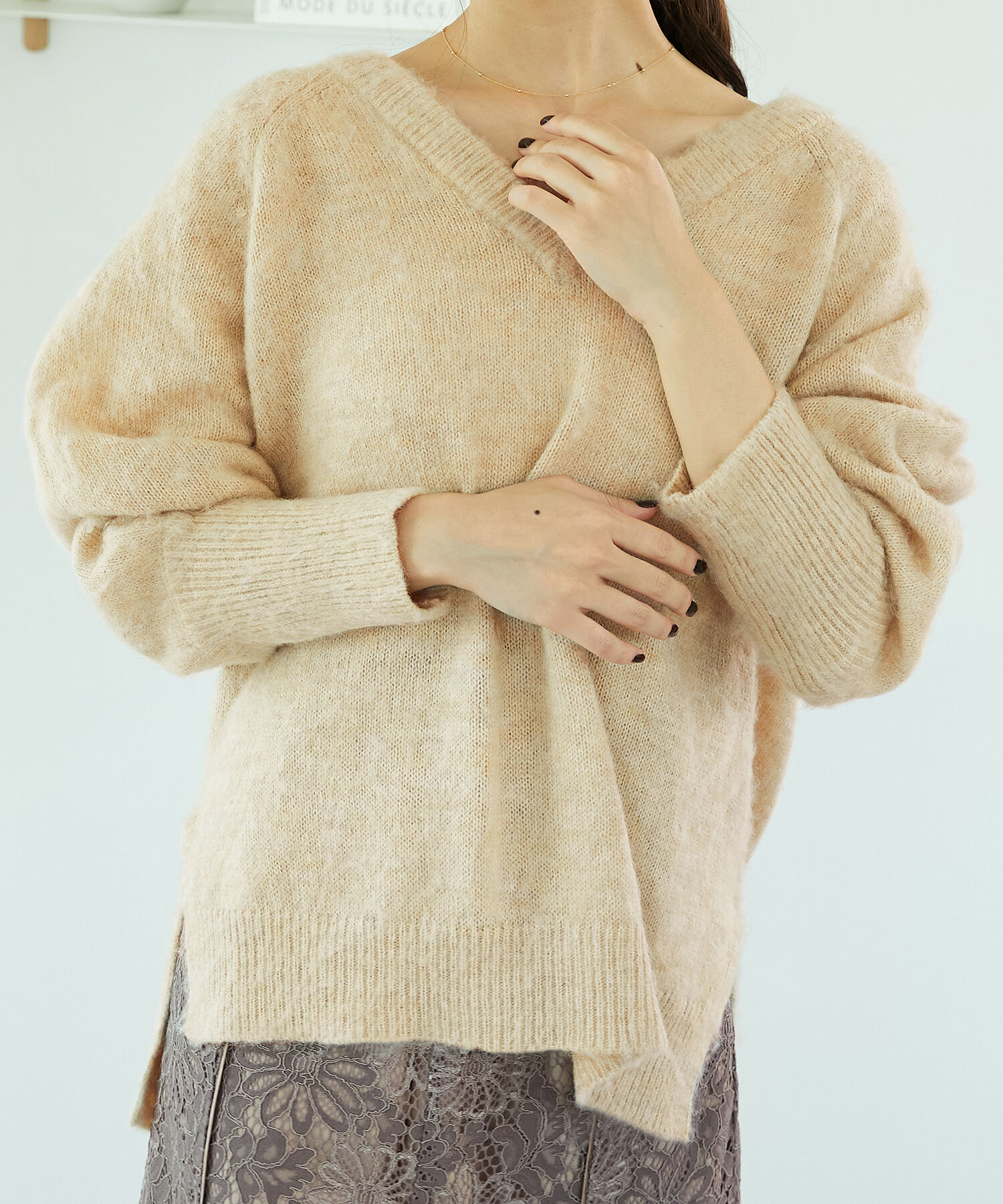 ORiental TRaffic「メランジVネックニットプルオーバー/MO33N06」|ニット・セーター|IVORY