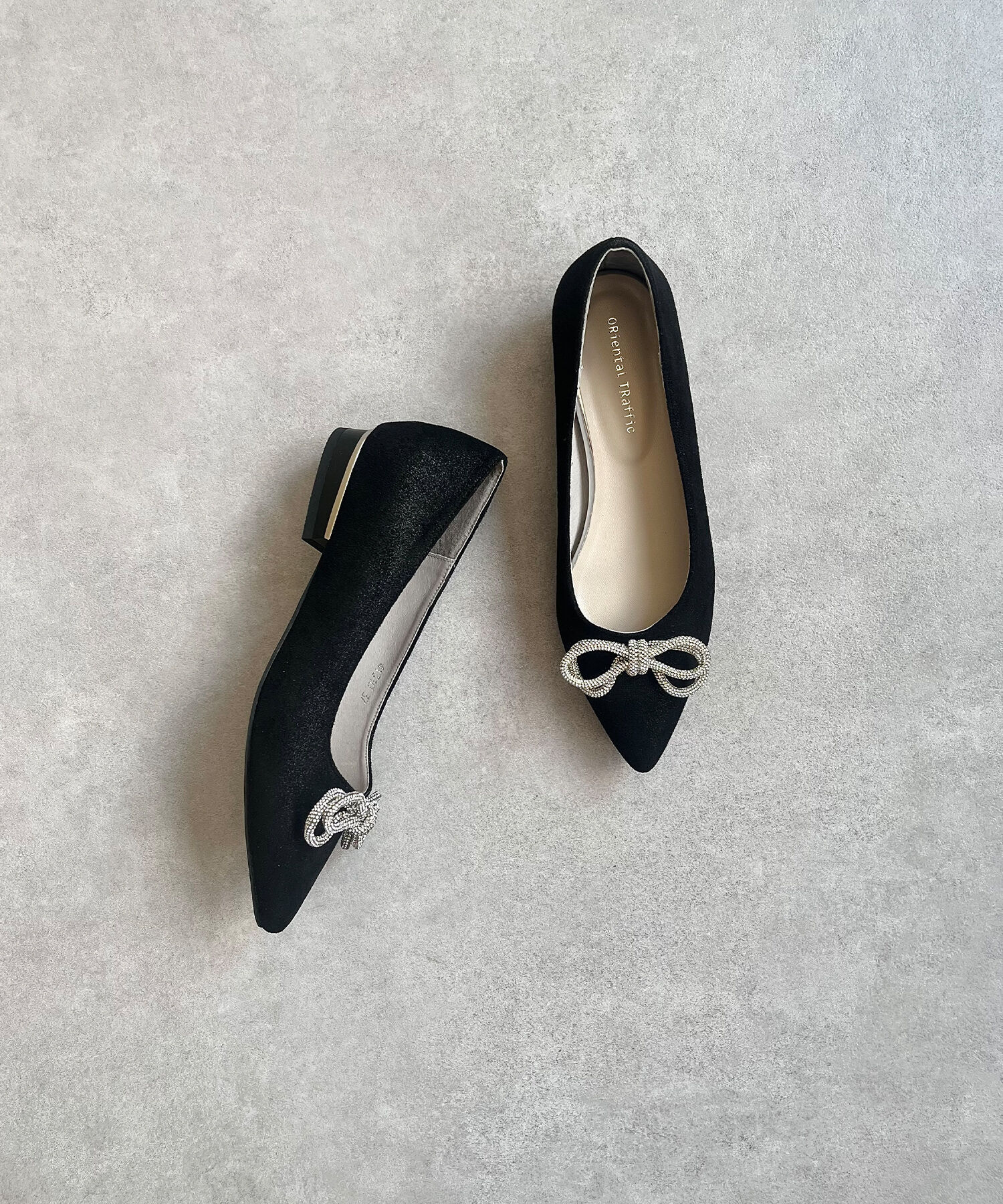 ORiental TRaffic「【トレンド】ビジューリボンフラットパンプス/41310 人気 トレンド パンプス 売れてる 上品」|パンプス|