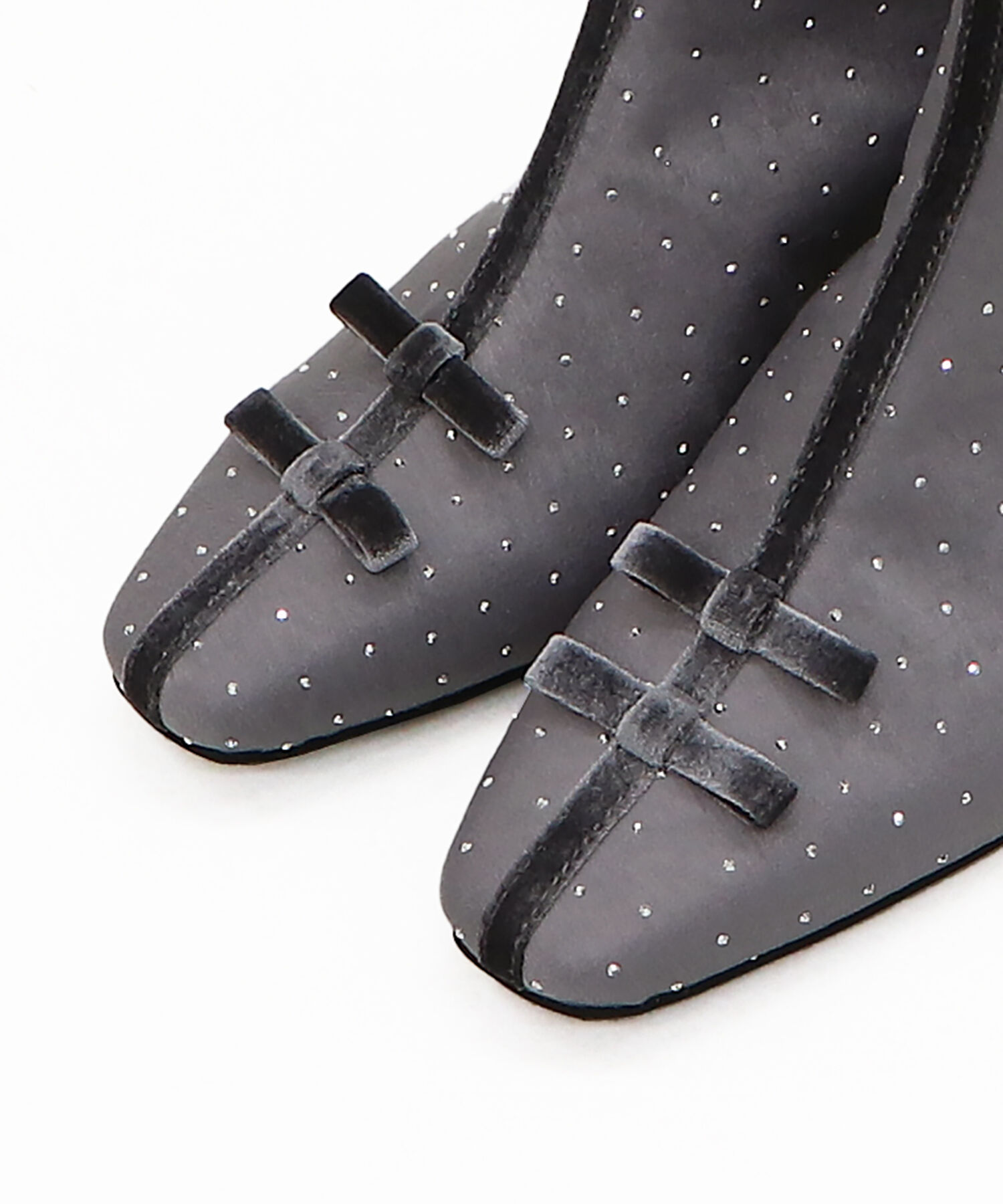 ORiental TRaffic「リボンモチーフラインストーンヒールブーツ/41436」|ショートブーツ|