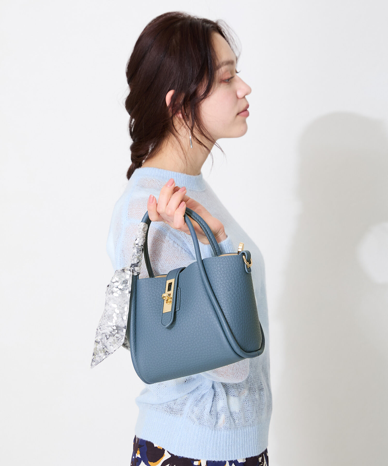 ORiental TRaffic「スカーフ 付き 2way ハンド バッグ /BA-252 ハンドバッグ」|ハンドバッグ|BLUE