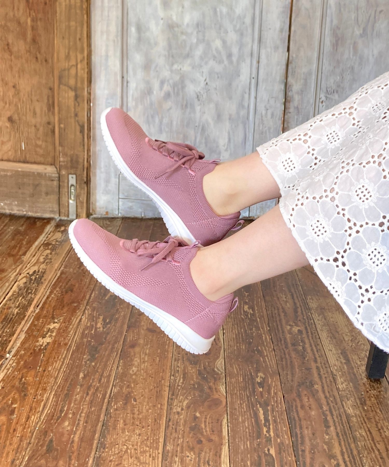 ORiental TRaffic「レースアップ ニット スニーカー /OT3765  トレンド　人気  軽い ワンタッチ」|スニーカー|