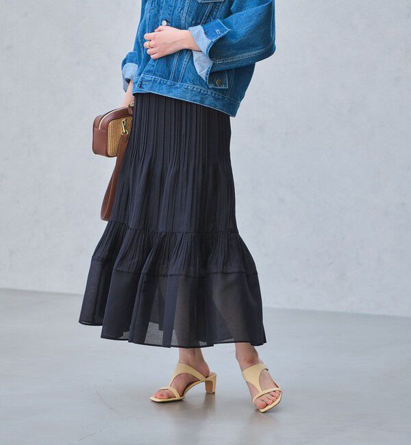 UNITED ARROWS「オーガンジー コンスト プリーツスカート」|スカート|NAVY