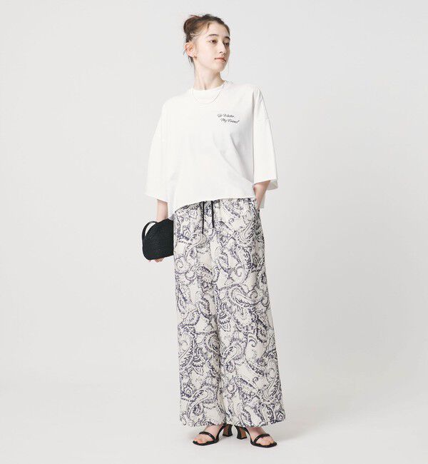 UNITED ARROWS「＜SACRA＞ハーフスリーブ クロップド メッセージ Tシャツ」|Tシャツ・カットソー|