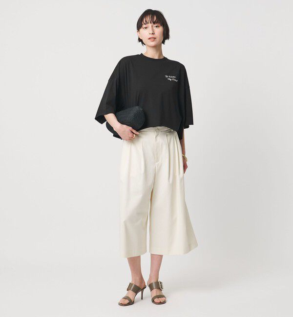 UNITED ARROWS「＜SACRA＞ハーフスリーブ クロップド メッセージ Tシャツ」|Tシャツ・カットソー|