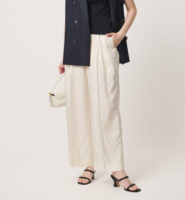 UNITED ARROWS「ドット サテン 2タック ワイドパンツ」|スラックス|OFF WHITE