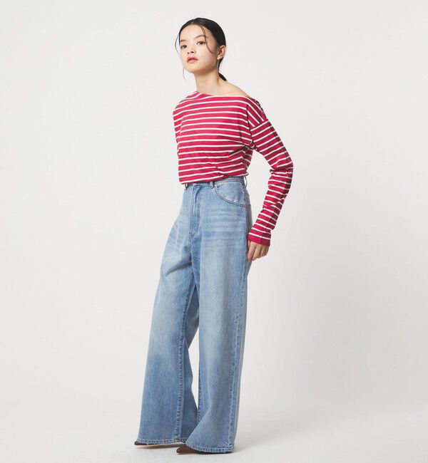 EMMEL REFINES「＜EMMEL REFINES＞EM アシンメトリー ボーダー ロンT」|Tシャツ・カットソー|