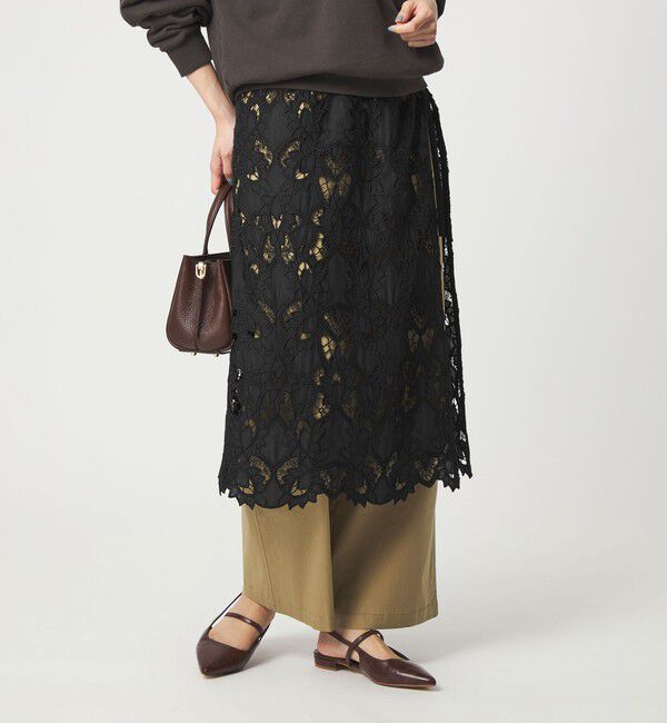 UNITED ARROWS green label relaxing「レース レイヤード スカート」|タイト|