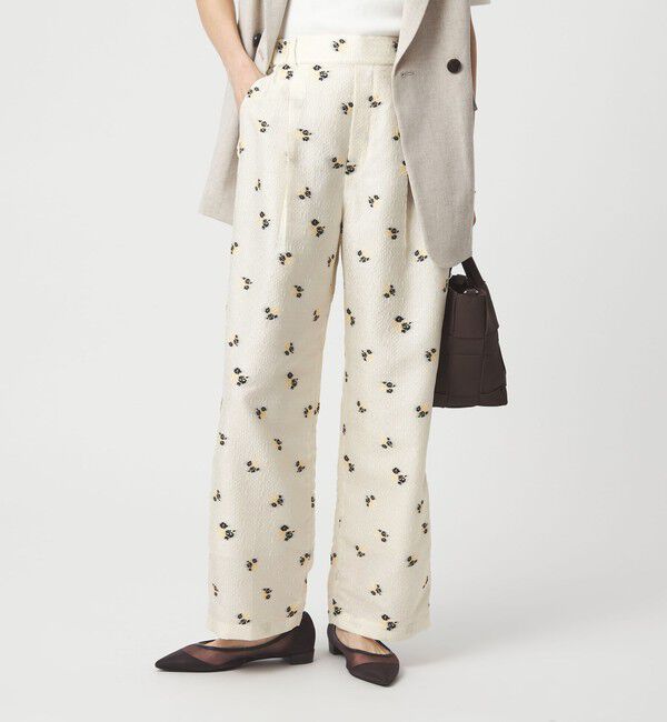 UNITED ARROWS green label relaxing「フラワー ジャガード パンツ」|その他|OFF WHITE