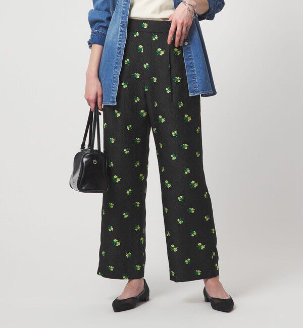 UNITED ARROWS green label relaxing「フラワー ジャガード パンツ」|その他|BLACK
