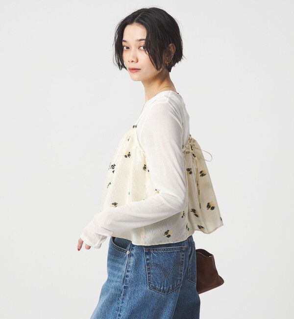 UNITED ARROWS green label relaxing「フラワー ジャガード キャミソール」|キャミソール|OFF WHITE