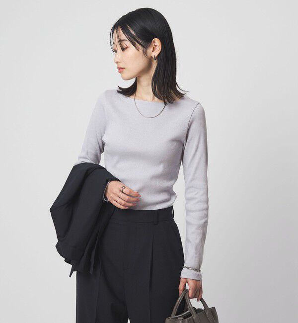 UNITED ARROWS green label relaxing「ラメ リブ ボートネック カットソー」|Tシャツ・カットソー|