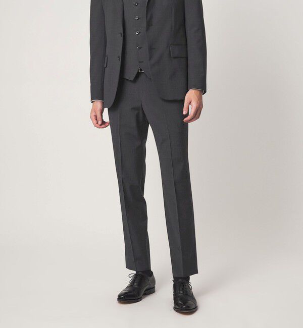 UNITED ARROWS green label relaxing「A+ TWPU トロピカル無地 スリム セットアップ パンツ スラックス -ウォッシャブル・ストレッチ・ウエストア」|スーツ|DK.GRAY