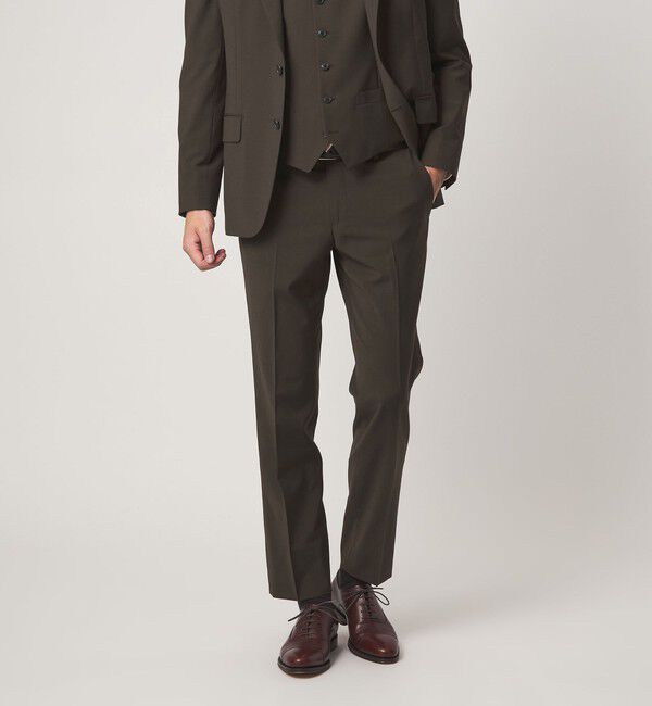 UNITED ARROWS green label relaxing「A+ TWPU トロピカル無地 スリム セットアップ パンツ スラックス -ウォッシャブル・ストレッチ・ウエストア」|スーツ|DK.BROWN