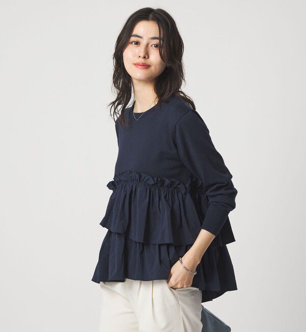 UNITED ARROWS green label relaxing「ティアード ドッキング プルオーバー ニット 3」|ニット・セーター|NAVY