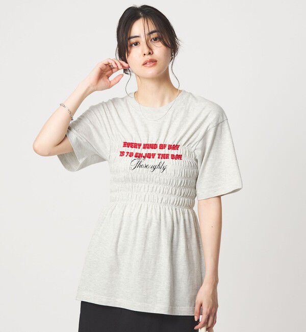 UNITED ARROWS green label relaxing「【別注】＜Various Timeless Arts＞シャーリング プリント Tシャツ ミディアムグレー」|Tシャツ・カットソー|MD.GRAY