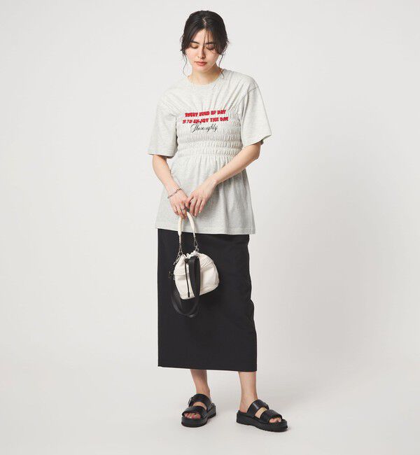 UNITED ARROWS green label relaxing「【別注】＜Various Timeless Arts＞シャーリング プリント Tシャツ ミディアムグレー」|Tシャツ・カットソー|