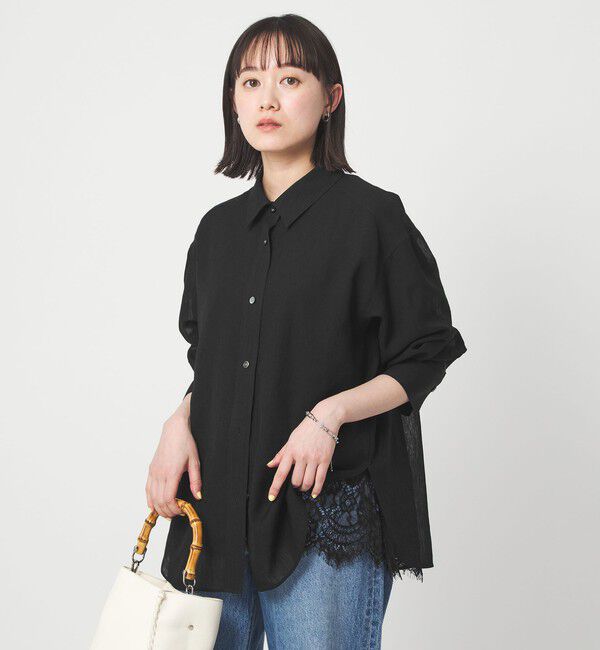 UNITED ARROWS green label relaxing「［size SHORTあり］ラミーライク シャツ 通気性」|シャツ・ブラウス|BLACK