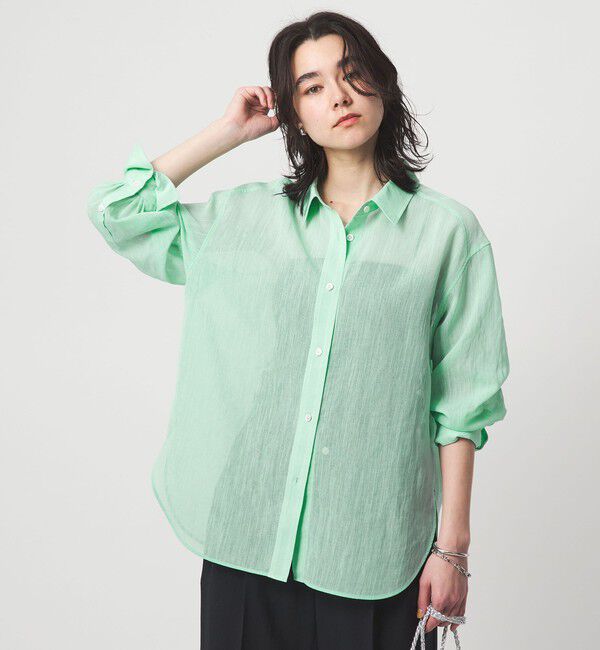 UNITED ARROWS green label relaxing「［size SHORTあり］ラミーライク シャツ 通気性」|シャツ・ブラウス|LIME