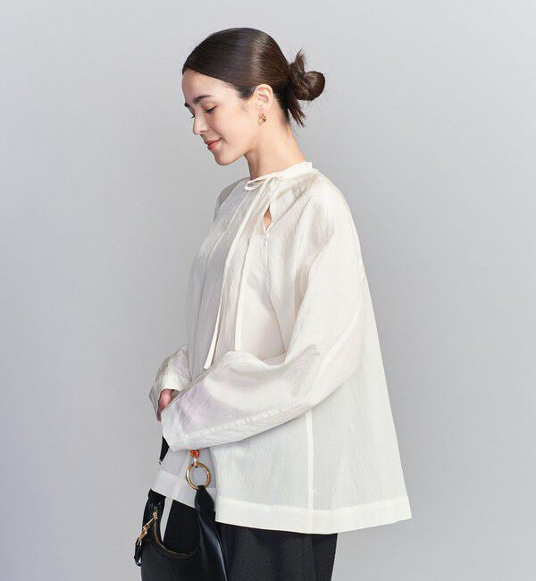 BEAUTY&YOUTH UNITED ARROWS「キュプラ リボンタイノーカラーブラウス」|シャツ・ブラウス|WHITE