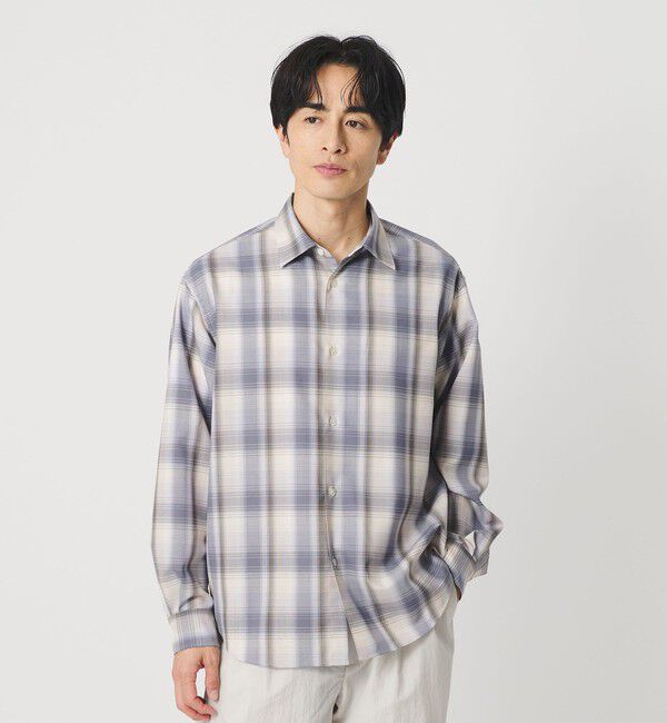 BEAUTY&YOUTH UNITED ARROWS「尾州 TW オンブレ チェック レギュラー シャツ GRANDE TAPERD型 ウォッシャブル MADE IN JAPAN」|シャツ・ブラウス|MD.GRAY