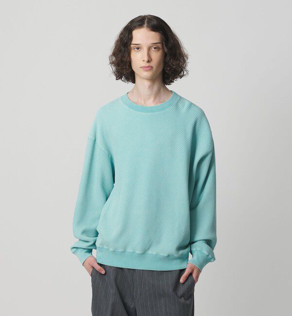 MONKEY TIME「ウォッシュド ワッフル クルーネック」|Tシャツ・カットソー|TURQUOISE