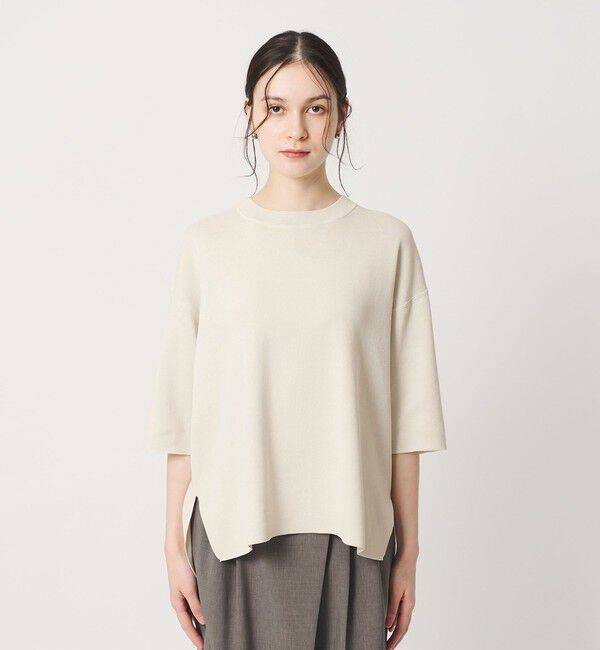 BEAUTY&YOUTH UNITED ARROWS「ハーフスリーブ ニットプルオーバー ウォッシャブル」|ニット・セーター|