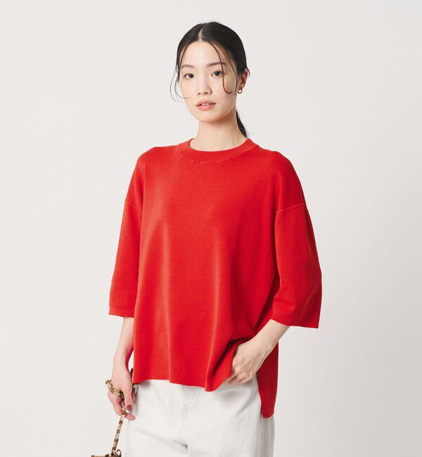 BEAUTY&YOUTH UNITED ARROWS「ハーフスリーブ ニットプルオーバー ウォッシャブル」|ニット・セーター|