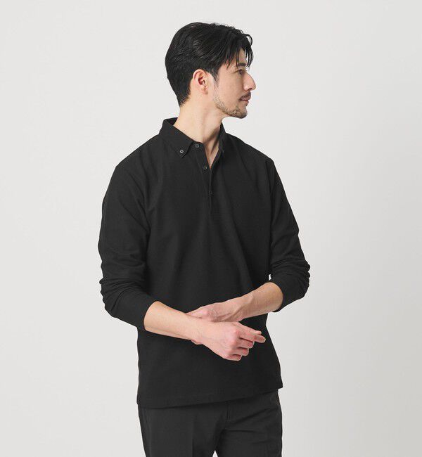 BEAUTY&YOUTH UNITED ARROWS「【WEB限定 WARDROBE SMART】ステイ クリーン ピケ BD ポロシャツ【抗菌・防臭】」|ポロシャツ|BLACK