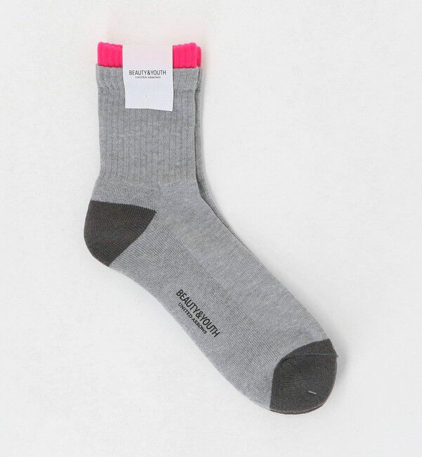 BEAUTY&YOUTH UNITED ARROWS「レイヤード リブ パイル クウォータ― ソックス」|ソックス|LT.GRAY