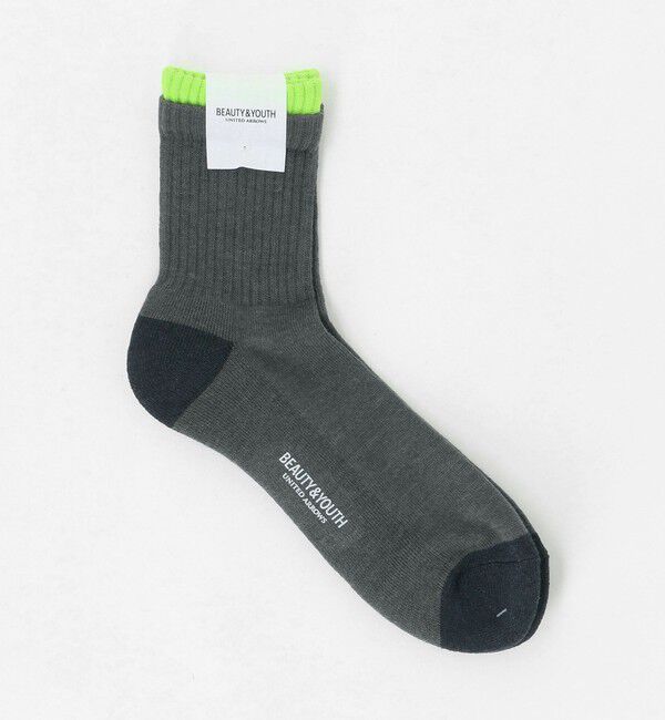 BEAUTY&YOUTH UNITED ARROWS「レイヤード リブ パイル クウォータ― ソックス」|ソックス|DK.GRAY